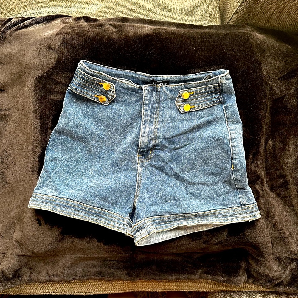 Bebe Light Blue High Waisted Denim Shorts
